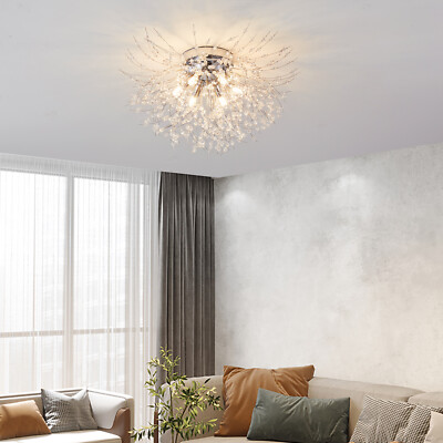 Modern Crystal Dandelion Chandelier Firework Ceiling Lamp Flush Mount Pendant 