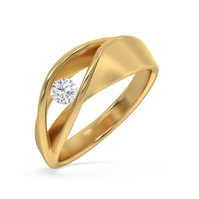 Women's Ring Diamond Gold 18k 0.16Ct Cut White Solitaire Round Lab Created