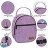 Joymee Lunch Box Insulated Lunch Bag Women Men Reusable Cooler Bag Adult Cute Lunch Tote Bags with Front Zipper Pocket,Adjustable Shoulder Strap for Work Office Picnic Travel, Purple