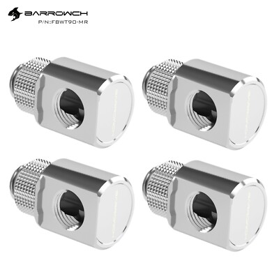 4 Pcs Barrow BarrowCH Angled 90 Degree G1/4 Rotary Fitting Male to Female Nickel
