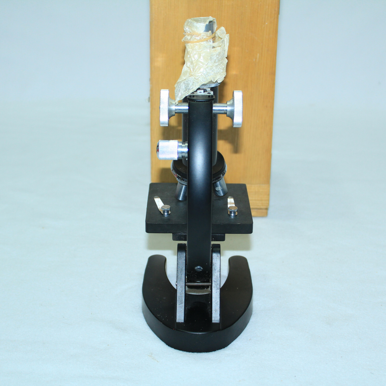 GORGEOUS Vintage Microscope COC in Box 100x200x300x Cast Iron USA Box joint box