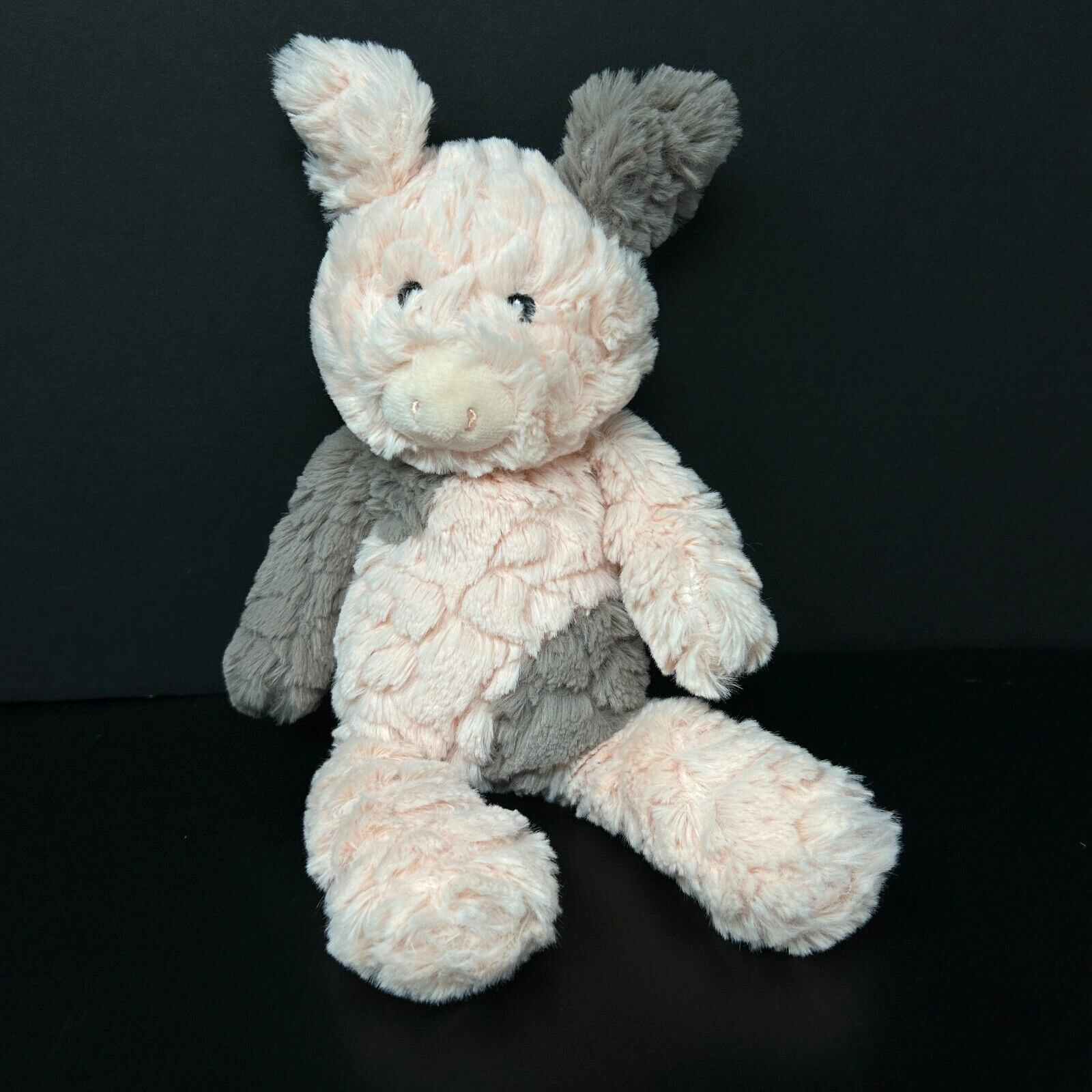 Mary Meyer Baby Pink Gray Pig Plush Shaggy Floppy 12" Stuffe