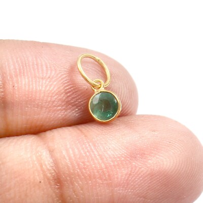 Natural Emerald Gold Charm, Solid 18k Gold Charm, Handmade Dainty Charm,