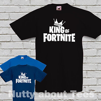 KIDS KING OF FORNITE VICTORY ROYALE T SHIRT FORNITE GAMING FUN AGE 3-16