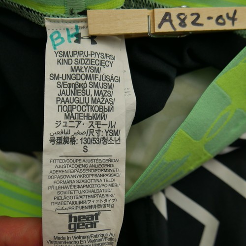 UNDER ARMOUR ATHLETIC LEGGINGS BLACK WHITE GEO RUNNING YOGA GIRLS SZ YSM S EUC