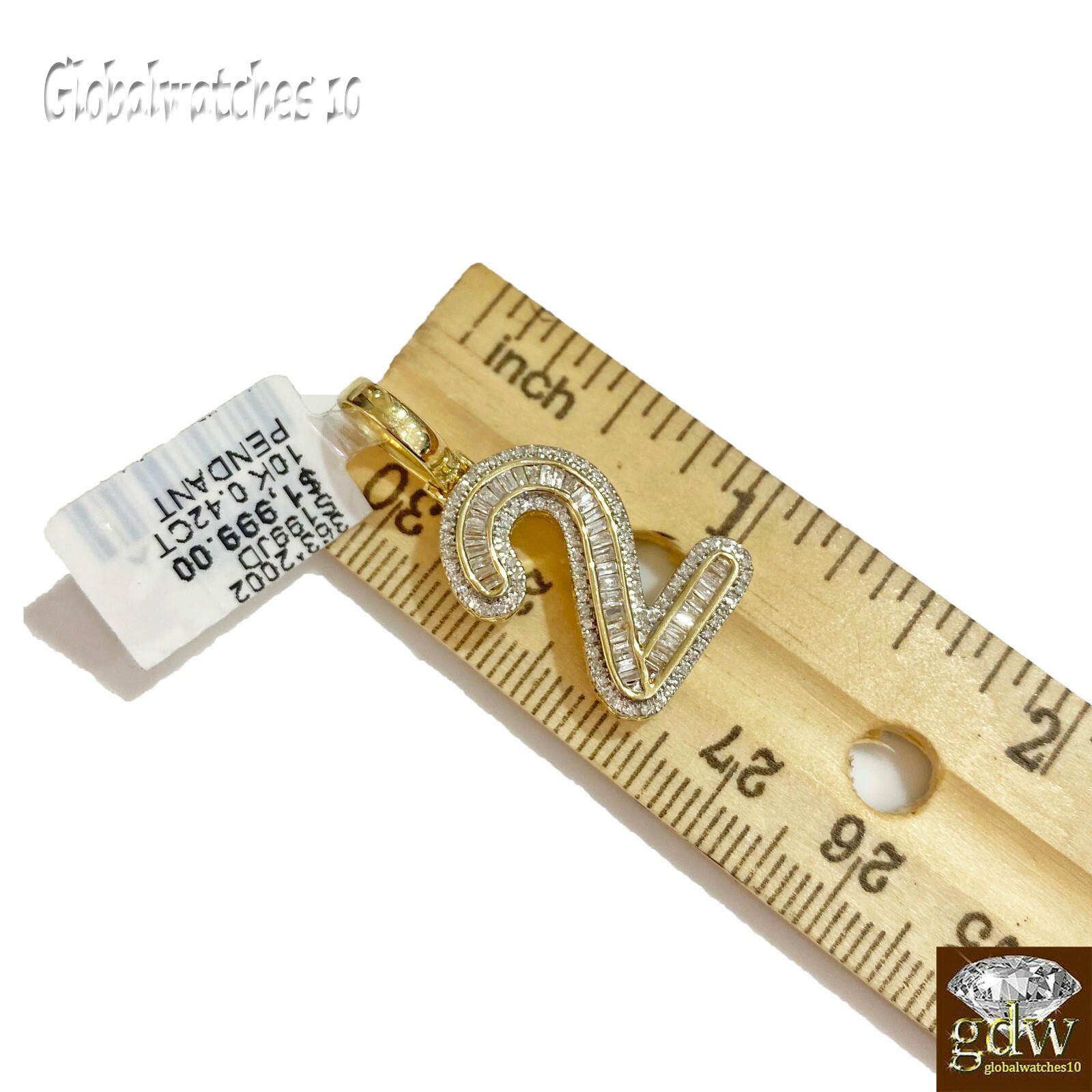 Pre-owned G&d 10k Gold Diamond Number Charm Pendant For Men Women Initial Number Letter Real