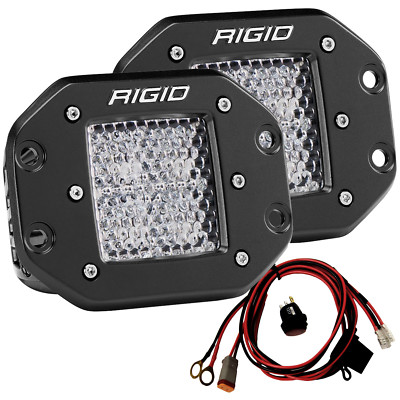 RIGID 212513 D-Series PRO LED Lights Pair of Flush Mount Dually Diffused Lens