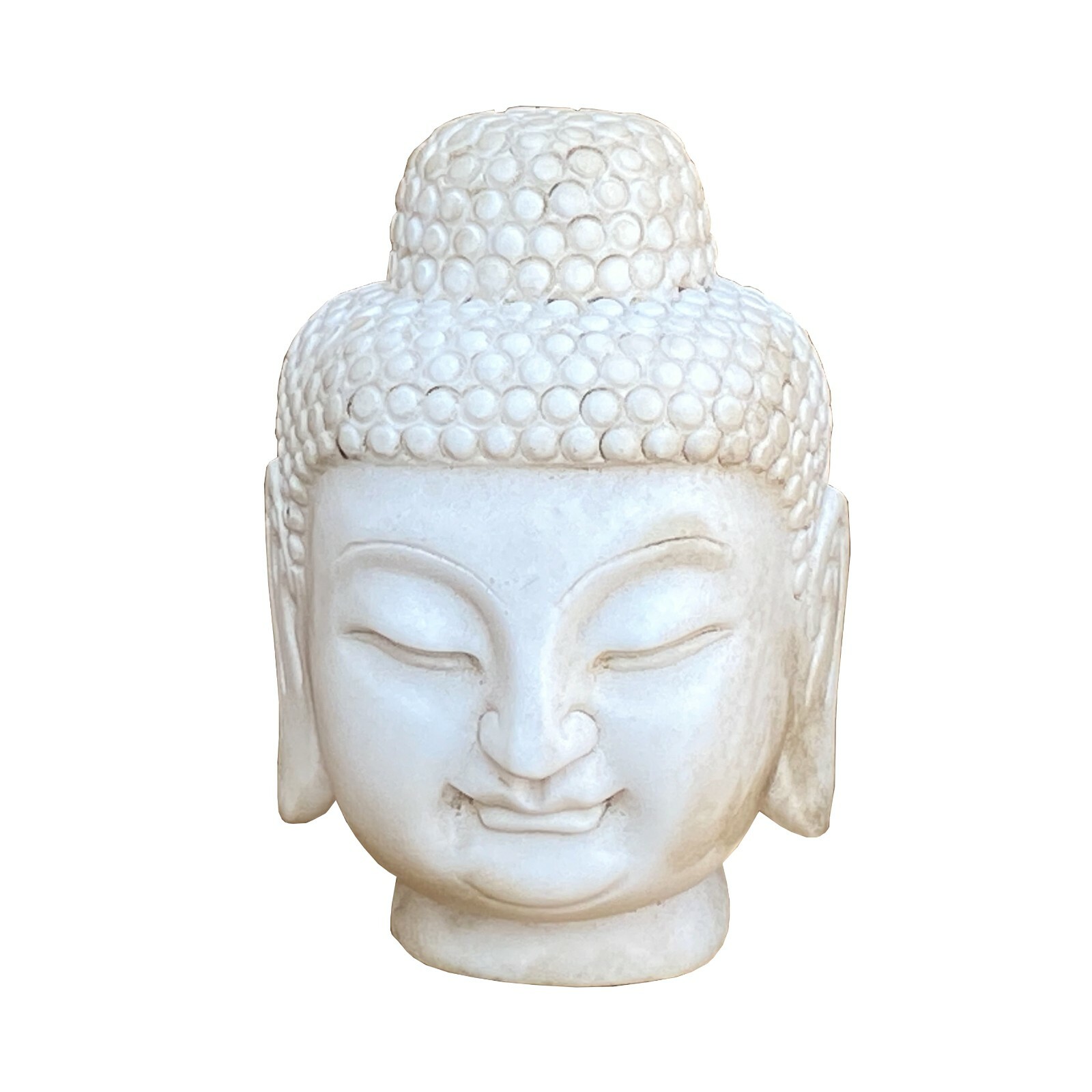 Chinese Oriental White Marble Stone Carved Buddha Head Figure cs7216S Chinese Oriental White Marble Stone Carved Buddha Head Figure cs7216S