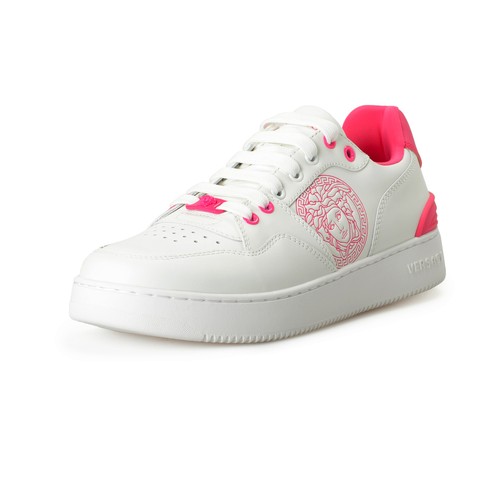 VIP【関税送料無料】希少 VERSACE WHITE AND PINK SNEAKERS Versace Women's Medusa Logo Pink & White Leather Sneakers
