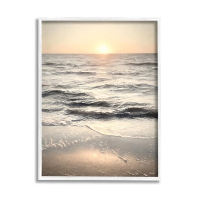 Sunset on Ocean Ripples White Framed Giclee Art Design by Graffi*Tee Studios