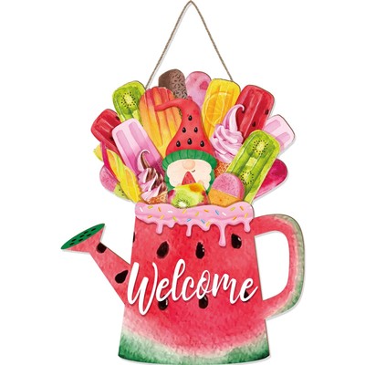 Summer Watermelon Welcome Sign Summer Door Wreath Watermelon Gnomes Ice Cream...