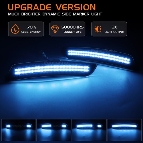 Dynamic LED Side Marker Light Front Rear for Chevy Camaro LS LT SS ZL1 2016-2023