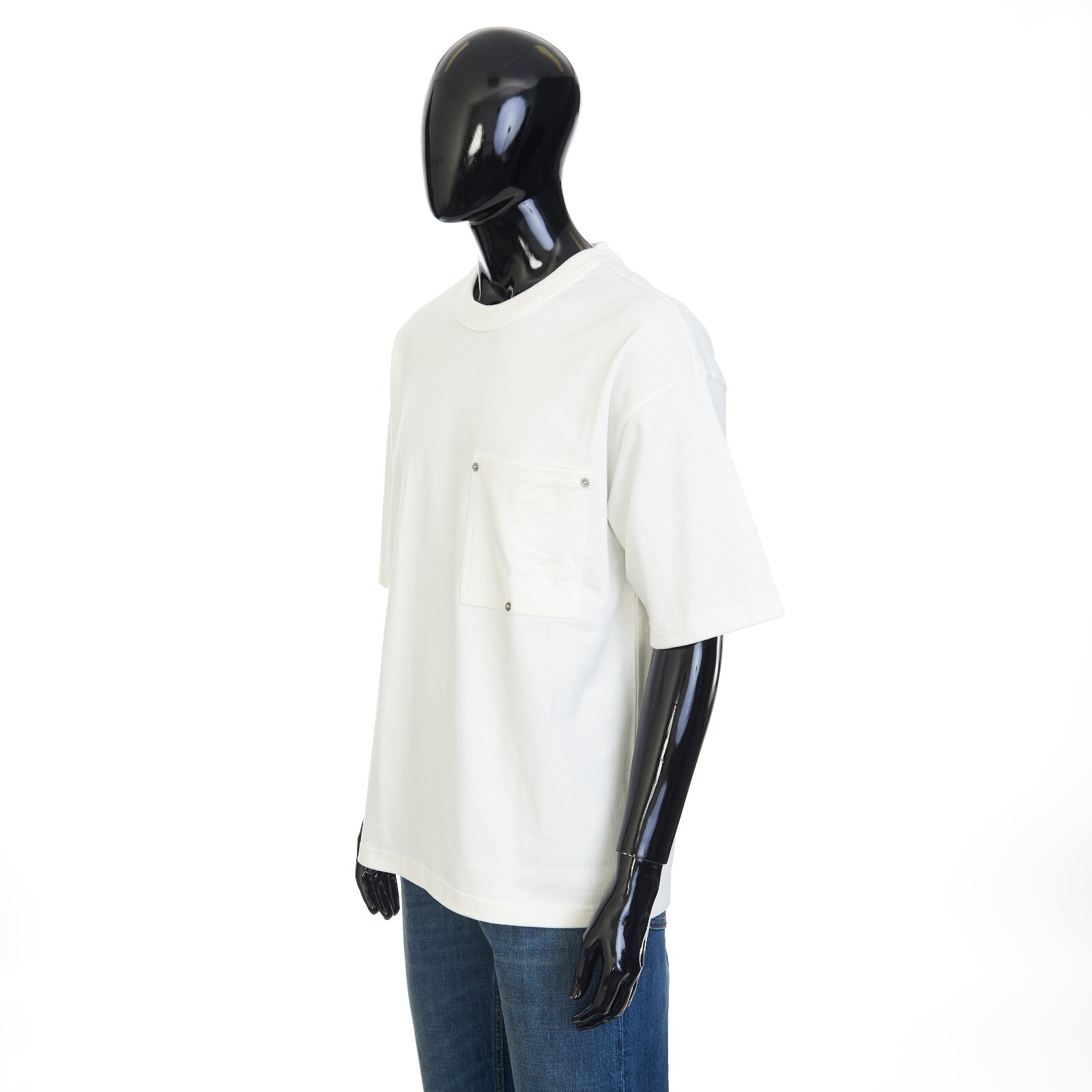 Pre-owned Bottega Veneta 550$ Chalk White T-shirt - Japanese Jersey, Pocket, Loose Fit