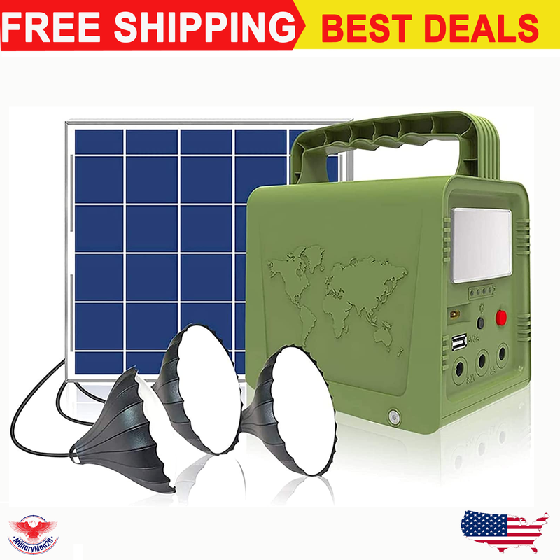 Solar Generator With Panel and Flashlights Portable 42Wh Emergency Backup Power