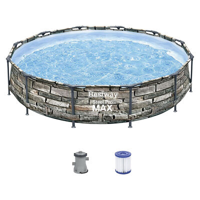 Bestway 56817E 12' x 30'' Steel Pro Max Round Above Ground Pool w/ Pump(Open Box)