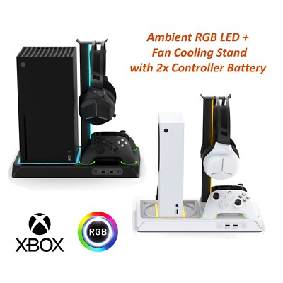Xbox Series X / S Fan Cooling Stand Charging Station Dock Controller Battery RGB