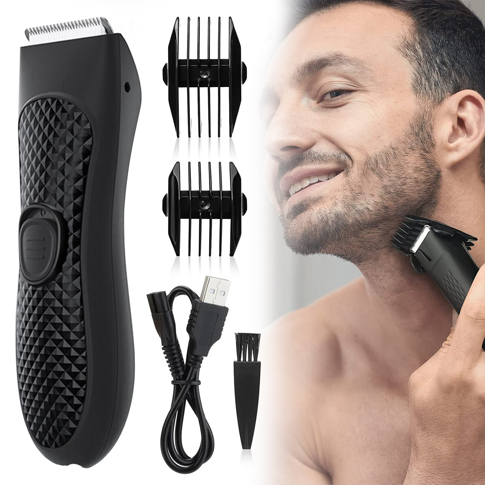 Men Body Trimmer, Waterproof Ball Shaver, Male Hygiene Razor w/ Charging Dock