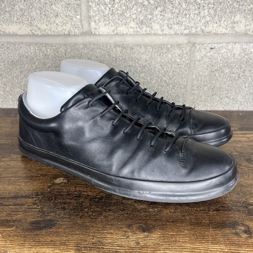 Camper Chasis Black Low Top Lace-Up Leather Casual Sneakers