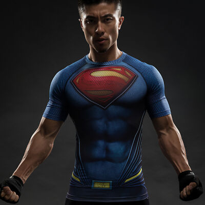 New Batman VS Superman T-shirts Raglan Short Sleeve Crossfit Costume Men