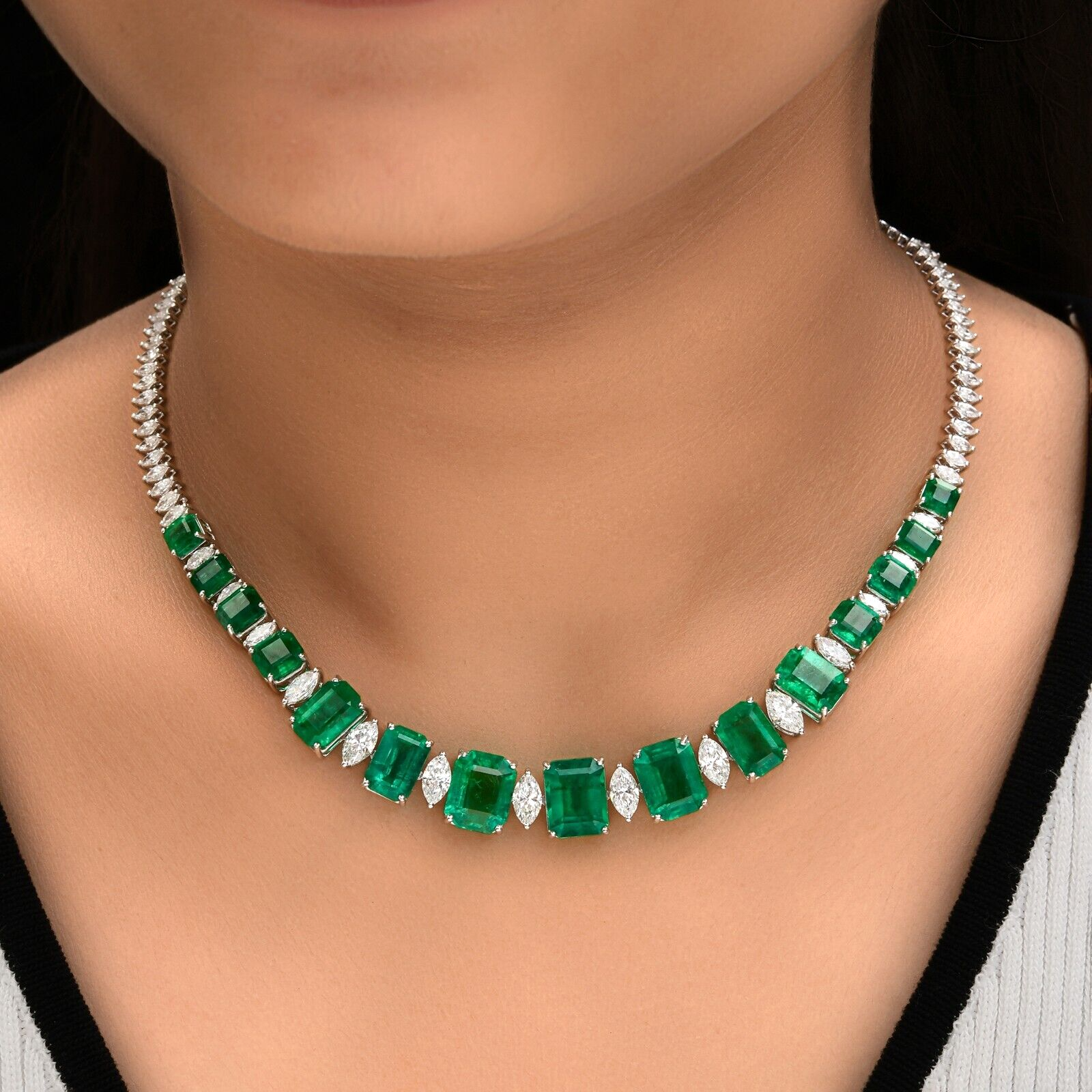 39.90 Tcw Zambian Emerald Lab Grown CVD Marquise Diamond