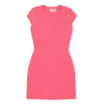Pre-owned Victoria Beckham Ladies Crewneck Fitted Mini Dress, Brand Size 6 (us Size 2) In Pink