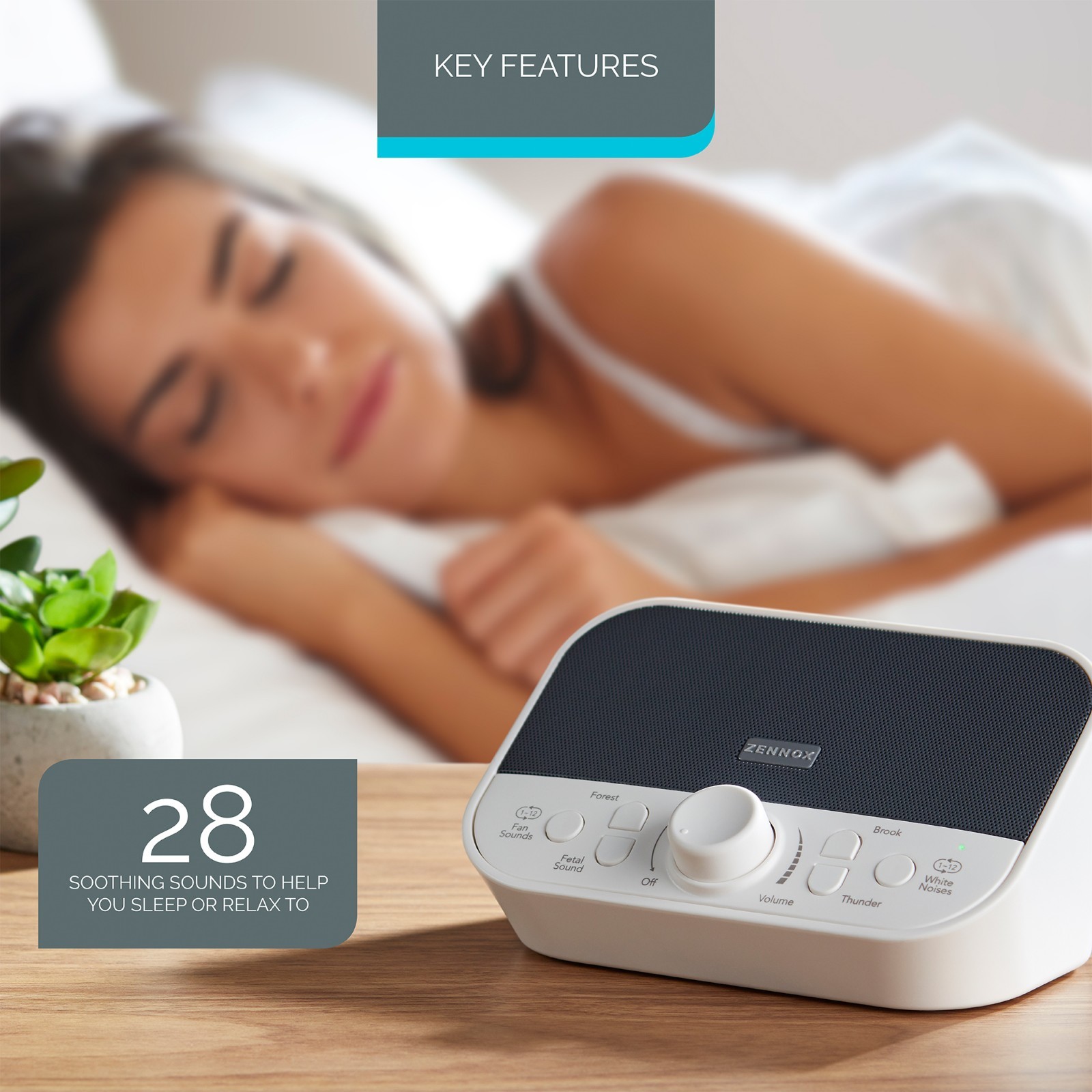 Zennox White Noise Machine Sound Sleep Aid Therapy Helper 28 Relaxing