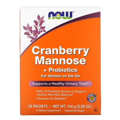 Now Foods Cranberry Mannose Probiotics 24 пакетика по 6 г без искусственных добавок