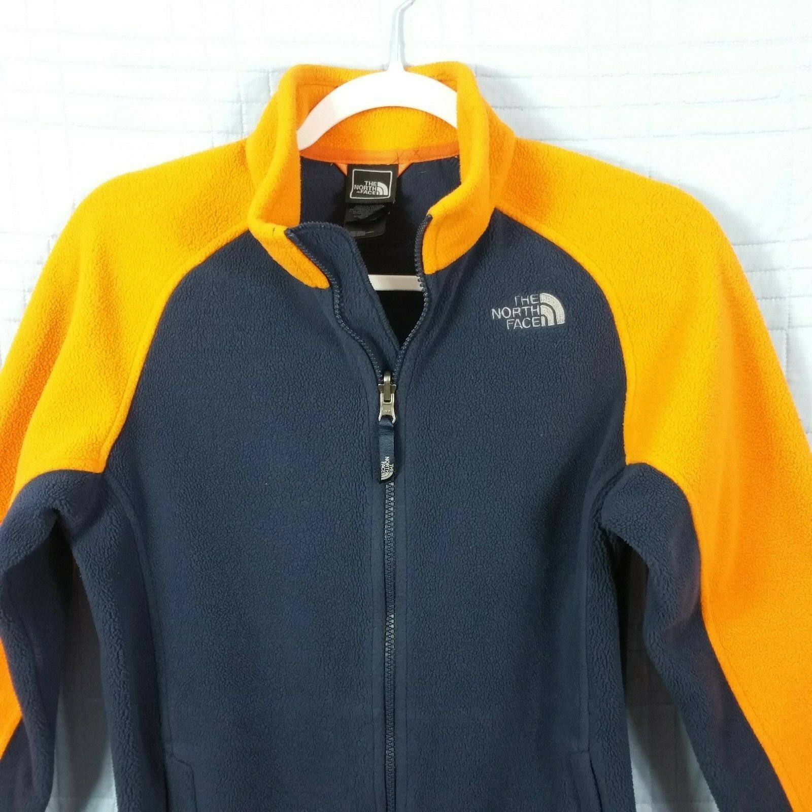 The North Face Boys Large Blue Orange Long Sleeve Full Zip Color Block Jacket