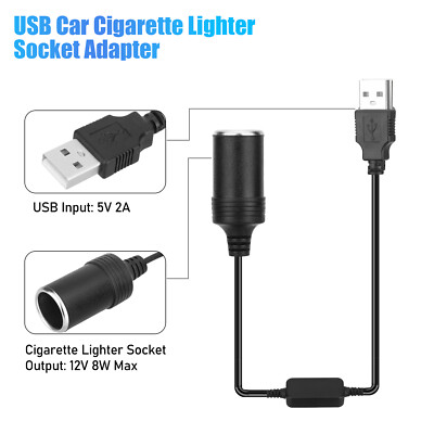 Car Cigarette Lighter Socket Female Converter USB To 12V Adapter Cable Cord lot