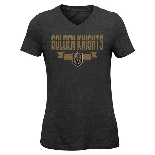 Футболка Outerstuff NHL Youth Girls Vegas Golden Knights с V-образным вырезом и трехслойной отделкой