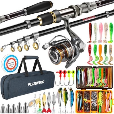 PLUSINNO Fishing Gear  Telescopic Fishing Rod and Reel Combo w...