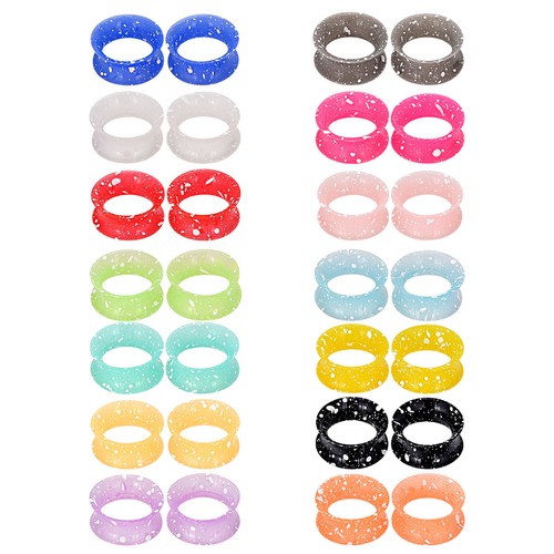 2pcs White Spots Ear Plugs Thin Silicone Ear Gauges Double Fared Flesh Tunnels