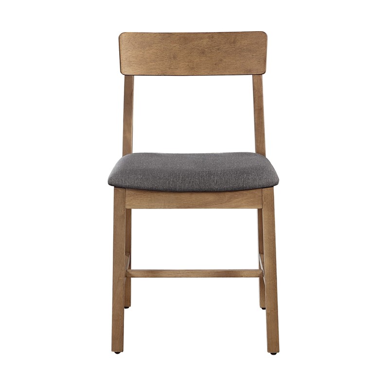 Wood Dining Chair 4 Pack, Walnut Color, Grey Fabric Upholstered Seat Pad for Ind