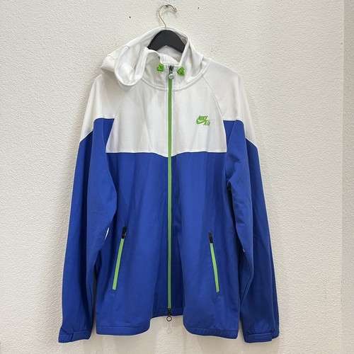 Nike Air Mens Full Zip Hoodie White & Blue Mesh Lined Jacket