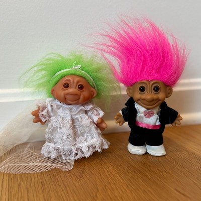 Vintage RUSS DAM Trolls Wedding Couple Bride Groom 80s