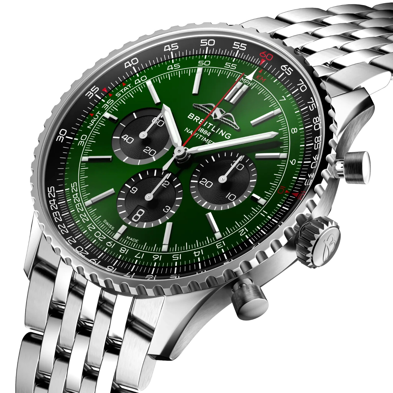 Pre-owned Breitling Navitimer B01 Chronograph 46 Green Dial Watch Ab0137241l1a1