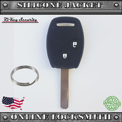Black Protective Rubber Case Silicone Cover For Honda Remote Key Shell 2 Buttons