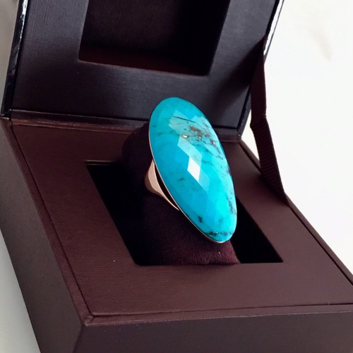 Pre-owned Monica Vinader 18 K Rose Gold Ss Nura Turquoise Cocktail Ring Sold Out In Pink