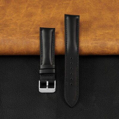 18mm Black Watch Band Men Leather Watch Strap Quick Release Classic Gift