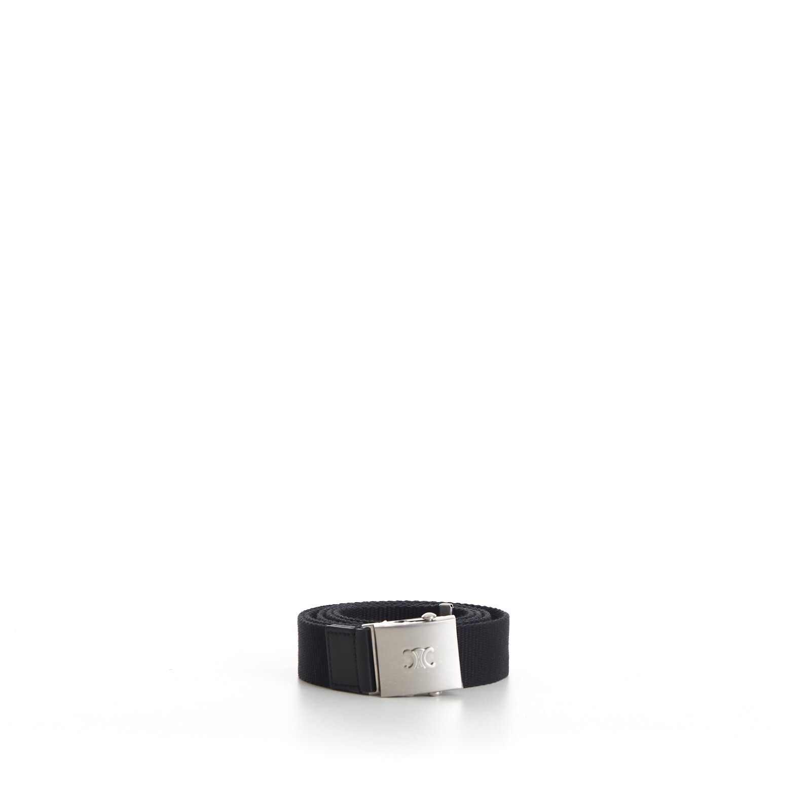 Pre-owned Celine 570$ Large Skater Belt - Triomphe, Black Textile