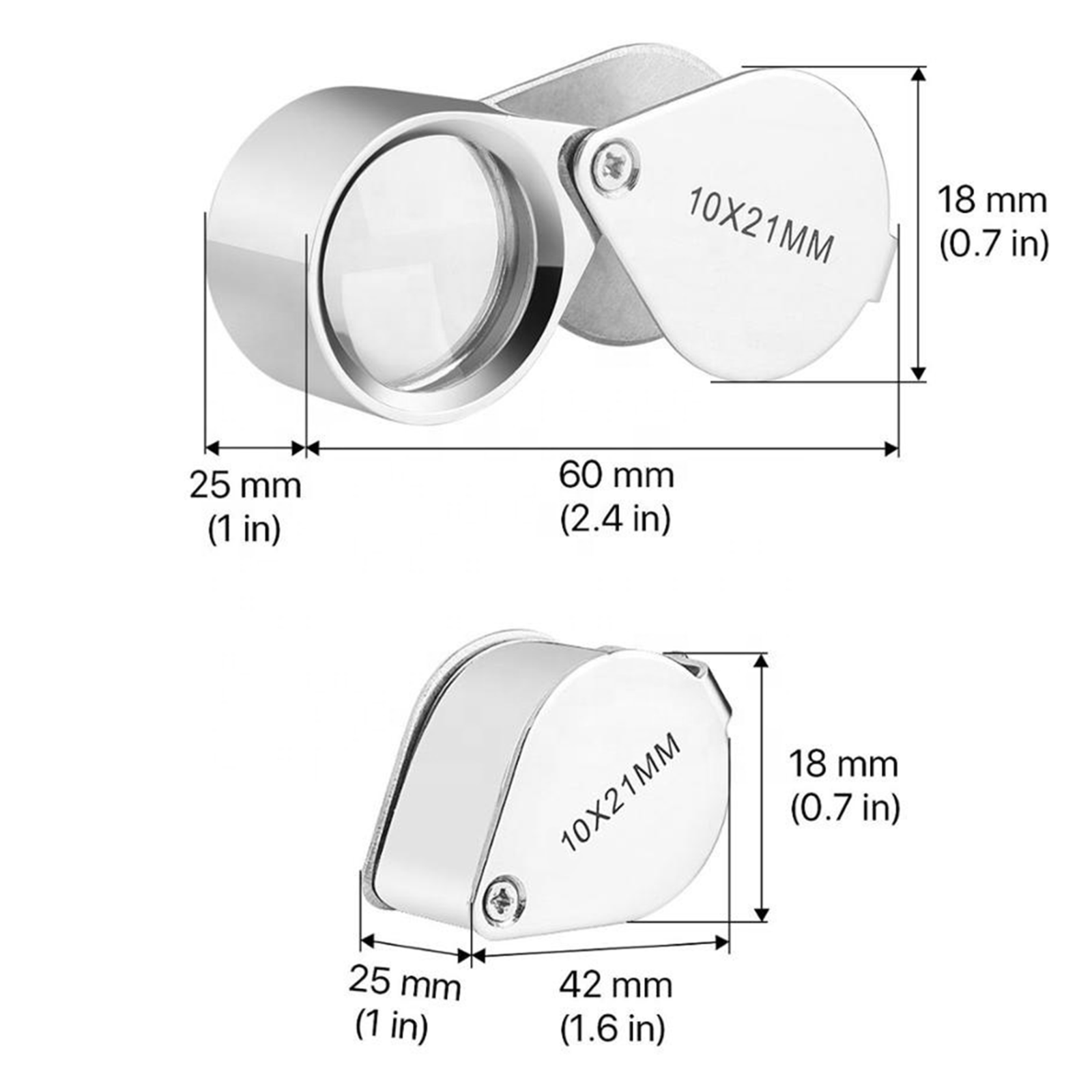 (2) 10X Jewelers Loupe Loop Magnifying Glass Magnifier Coin Jewelry Eye Pocket