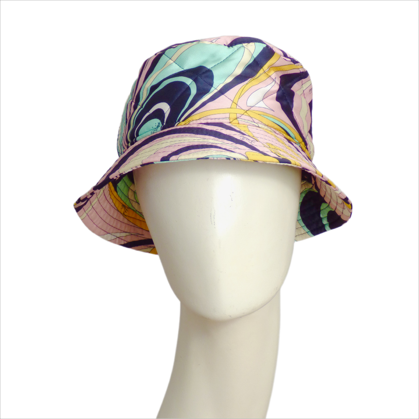 EMILIO PUCCI-NWT Printed Satin Bucket Hat, Size-Small