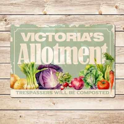 Funny Personalised Allotment Sign, Vegetable Gardening Gift for Gardener Dad Mum