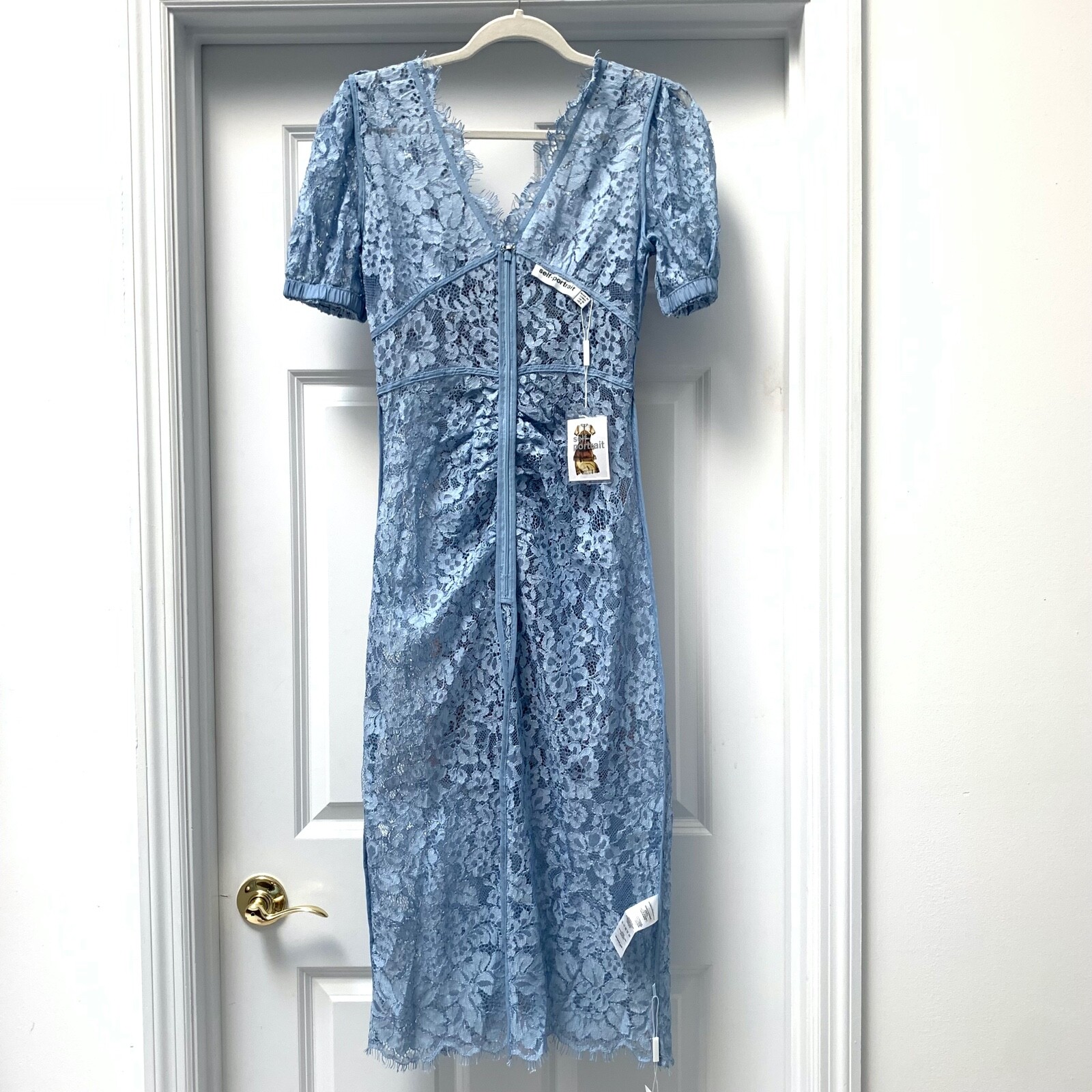 Pre-owned Self-portrait Baby Blue Light Camellia Cocktail Dress