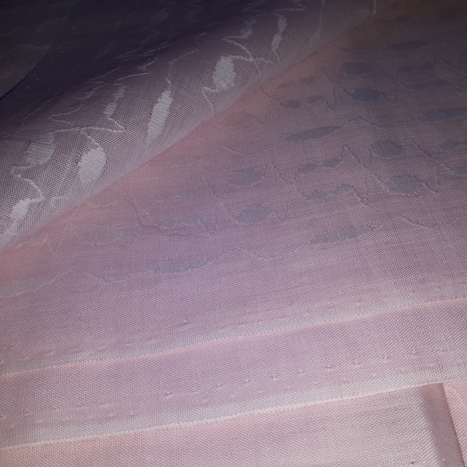 Vintage soft pink embroidered Cotton Organdy Fabric 40s 4.5 yards doll clothes