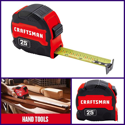 25-Ft Tape Measure with Fraction Marketing, Retractable, Manual-Locking 