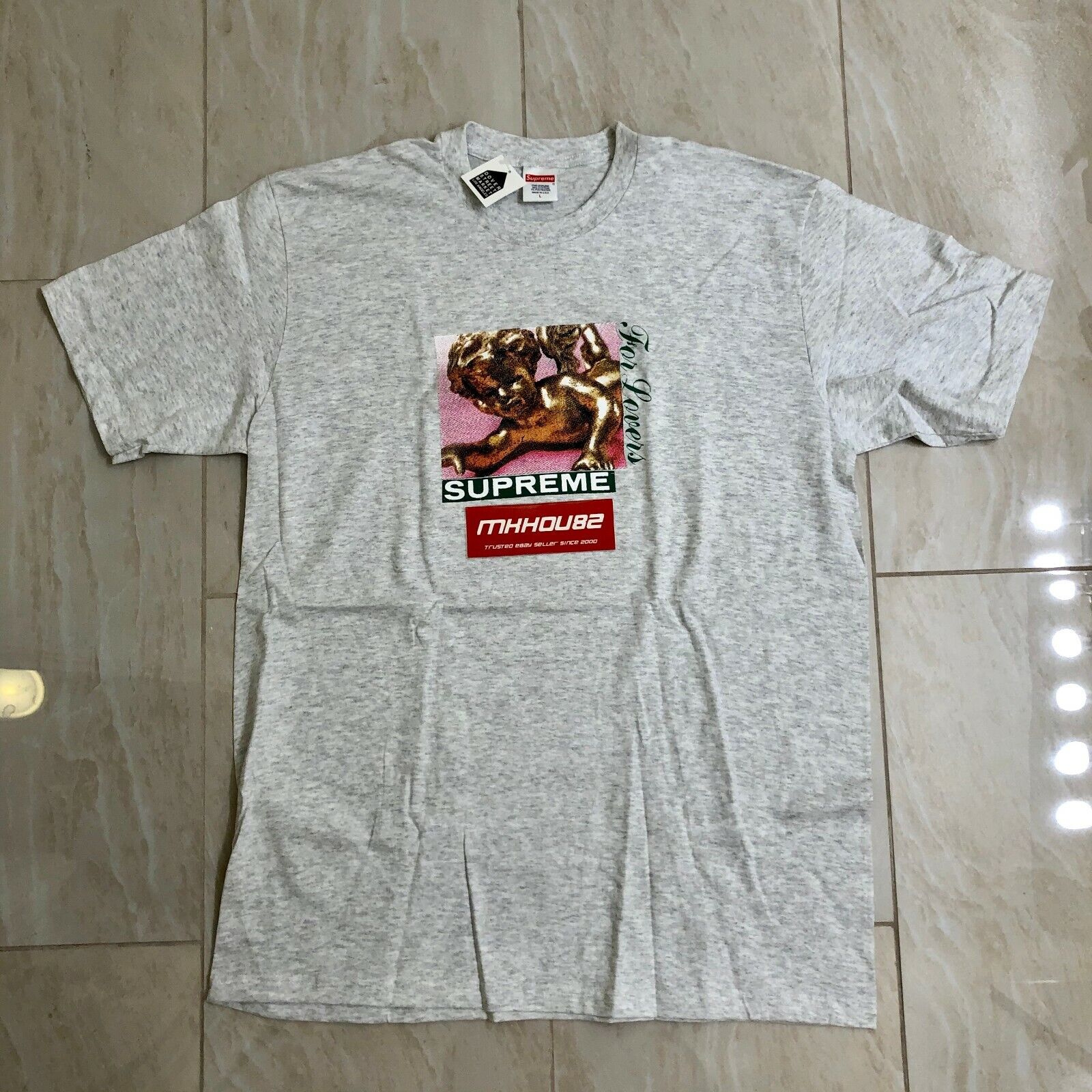 New Supreme Lovers Tee T-Shirt Baby Angel Ash Grey Fall New Supreme Lovers Tee T-Shirt Baby Angel Ash Grey Fall