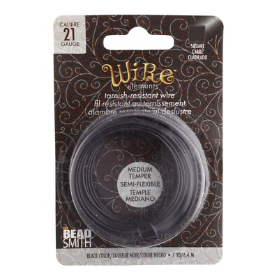 Wire Elements SQUARE Black Wire by Beadsmith (18 & 21 Gauge)