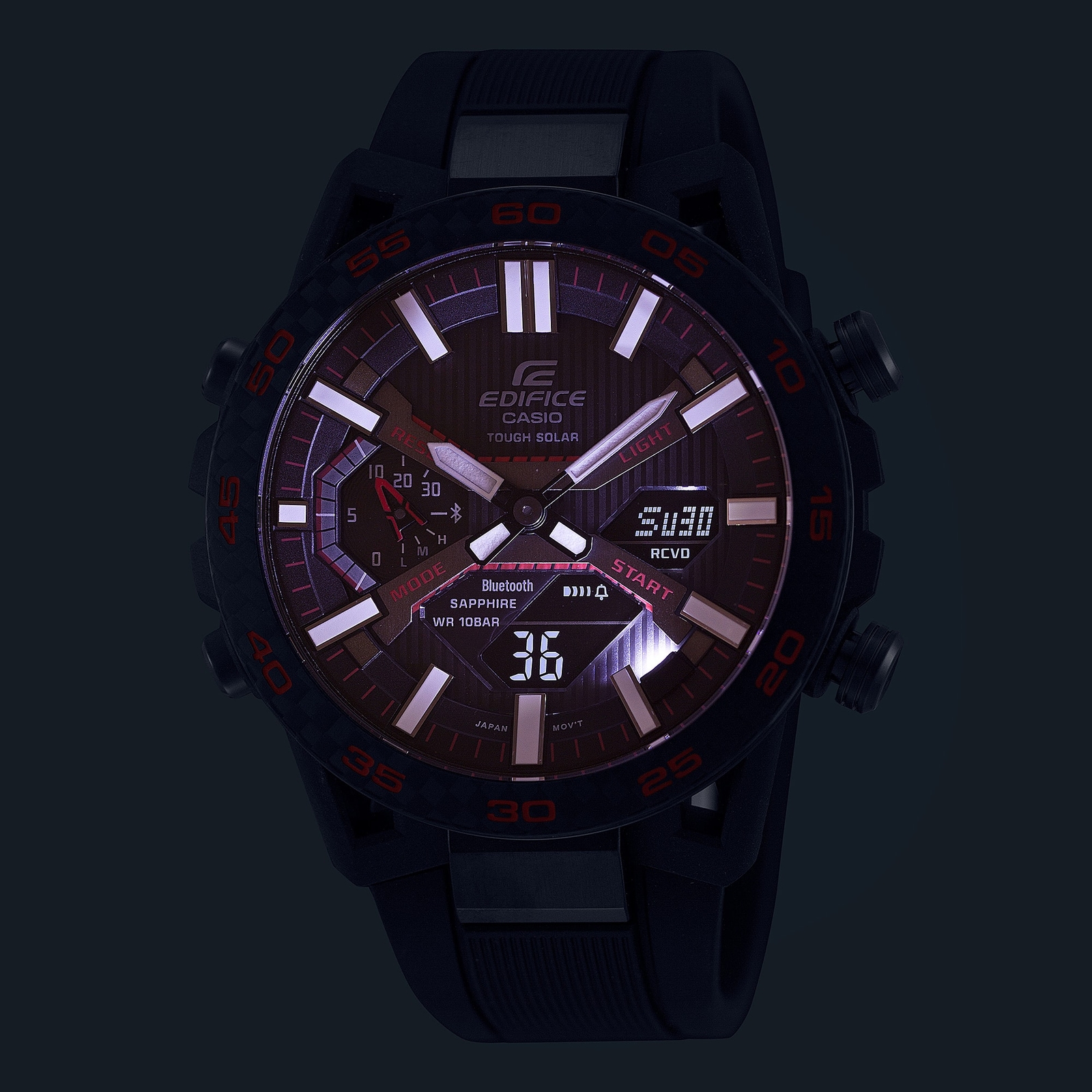 Pre-owned Casio Edifice Sospensione Ecb-2000ypb-1ajf Bluetooth Carbon Case Watch 47.8mm