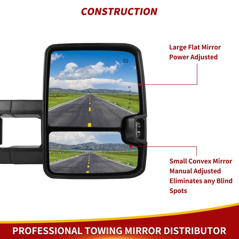 PZ Power Heated Towing Mirrors For 2003-2007 Chevy Silverado & GMC Sierra - Manual Folding With Turn Signal